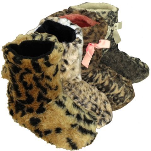 22300 - (Faux Leopard Fur) Women's Indoor Slipper Boots PAKISTAN