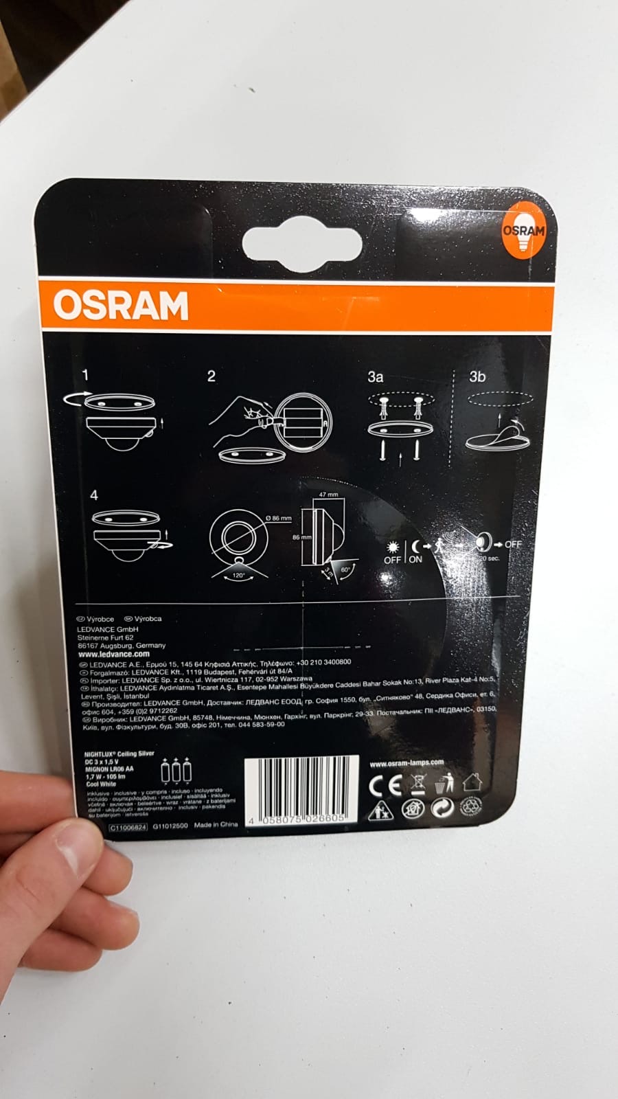 sikring kvarter uhøjtidelig OSRAM LED night light with motion sensor Europe