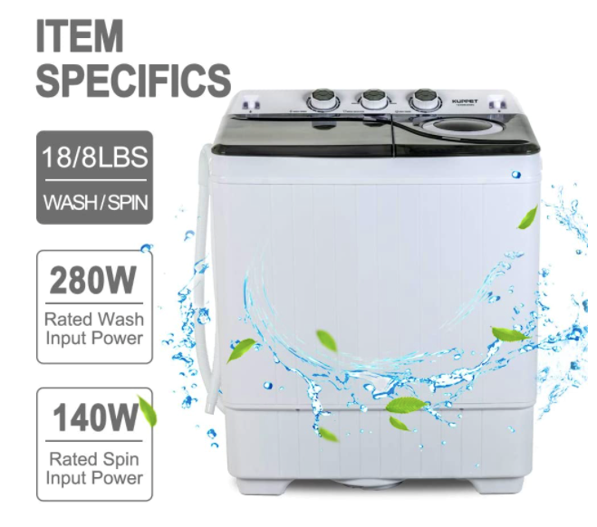  KUPPET Compact Twin Tub Portable Mini Washing Machine