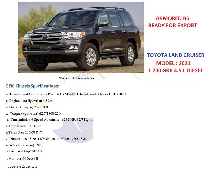 46114 - ARMORED B6 + TOYOTA LAND CRUISER Europe