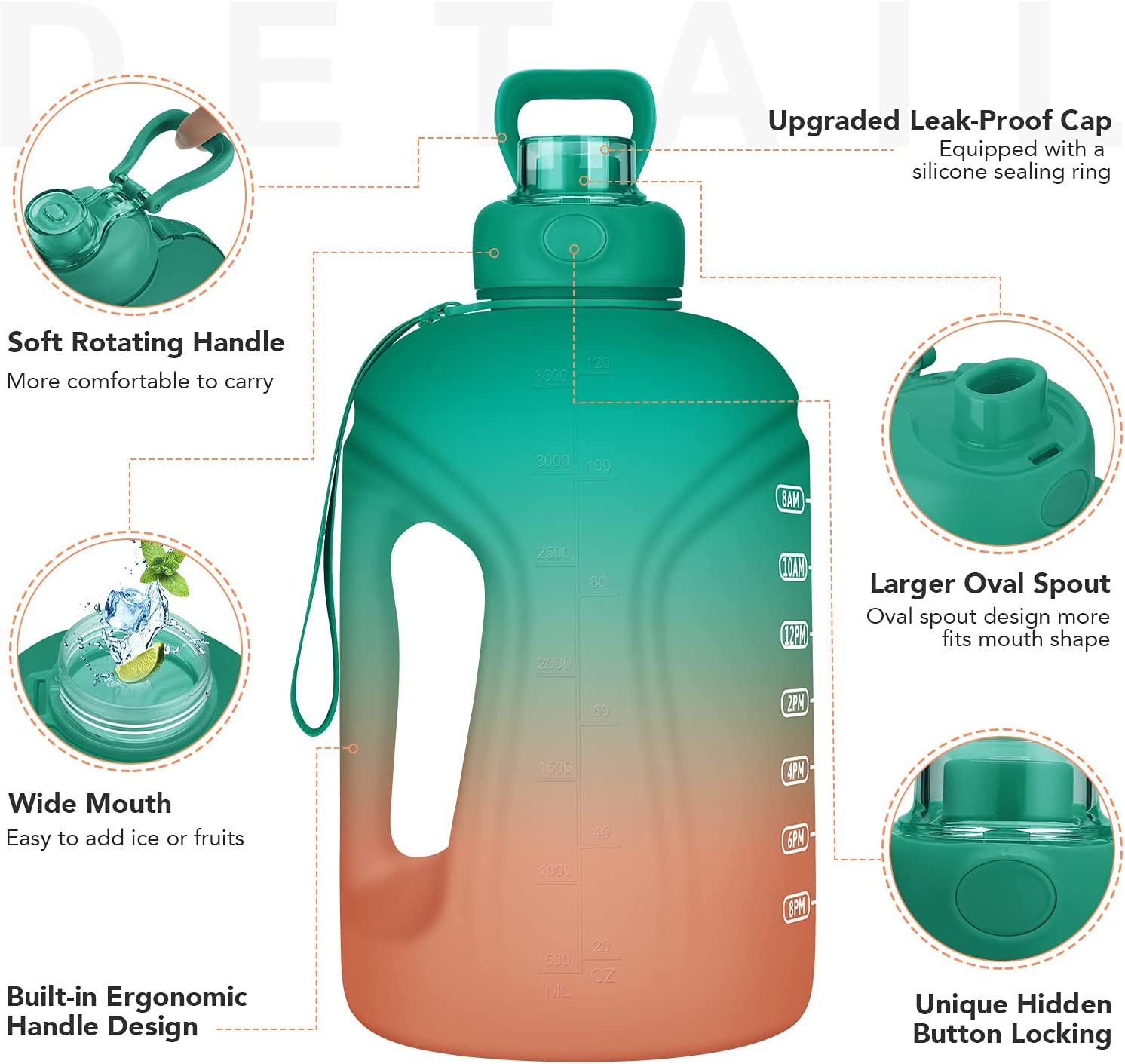 48562 - Colorful Motivational Hydration Bottles One Gallon and more USA