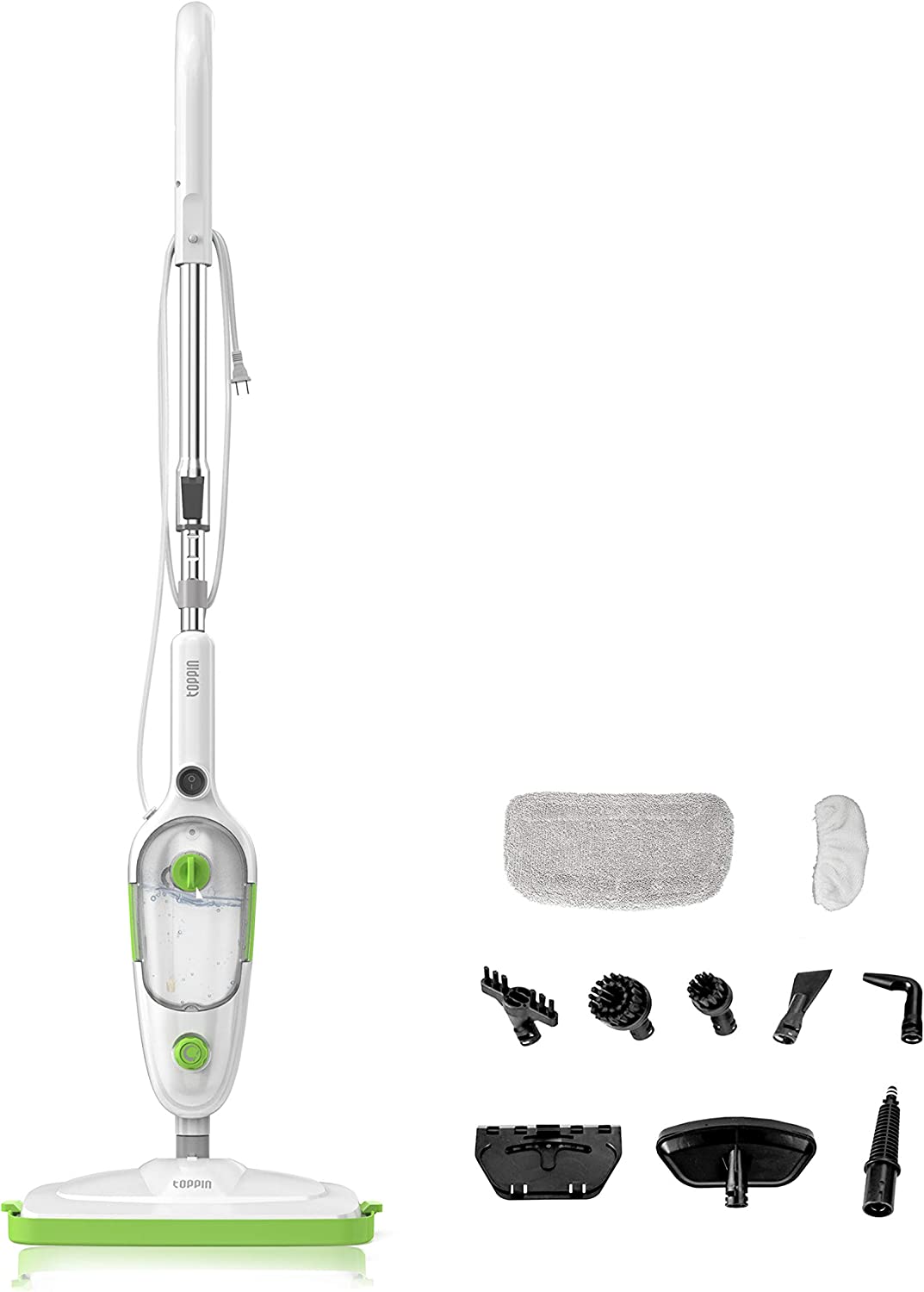 48586 - TOPPIN Steam Mop - 10 in 1 Detachable Handheld Steam Cleaner with 2 Pads USA