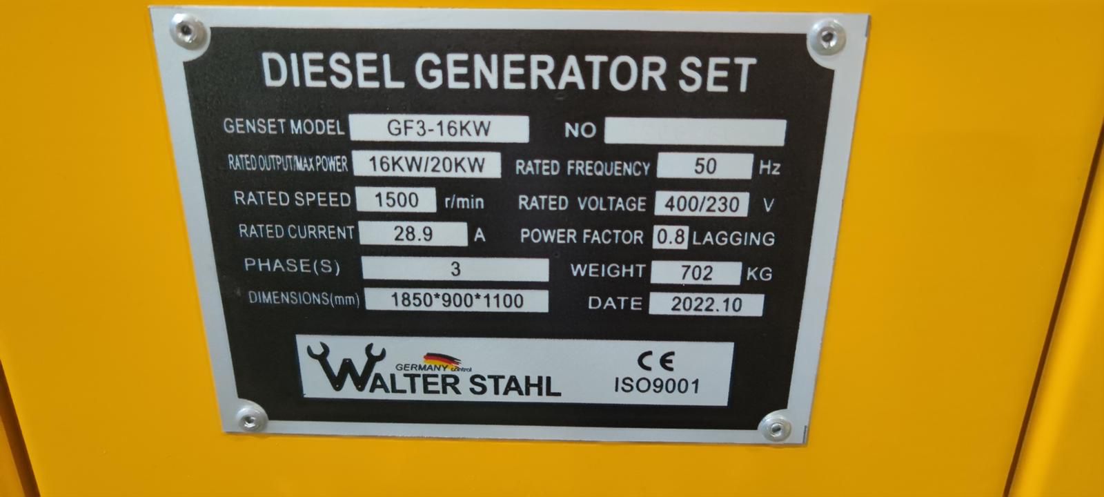 48687 - WALTER STAHL Diesel Generator Europe