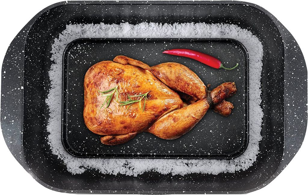 49137 - The Multi Roaster Roasting Pan with Innovative Salt Canal and Black Marble Stone USA