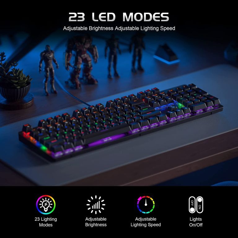 49411 - TK104 Mechanical Gaming Keyboard with Metal Panel, RGB Rainbow Backlit USA