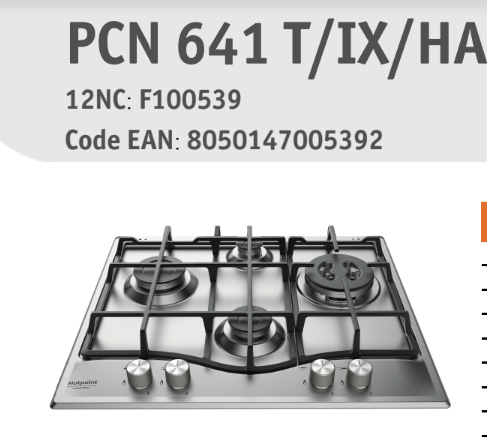 49688 - GAS PLATES in STAINLESS STEEL or BLACK GLASS Europe