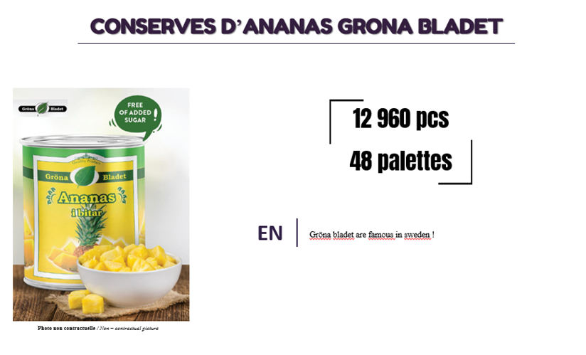 50799 - PINEAPPLE TIDBITS IN JUICE NO SUGAR ADDED Europe