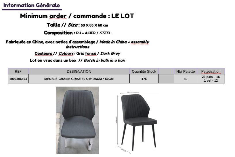 50945 - Chairs stock Europe