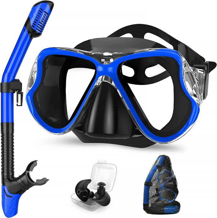 51062 - 4 in 1 Snorkeling Gear with Adjustable Dive Flippers, Anti-Fog Mask, Dry Top Snorkel USA