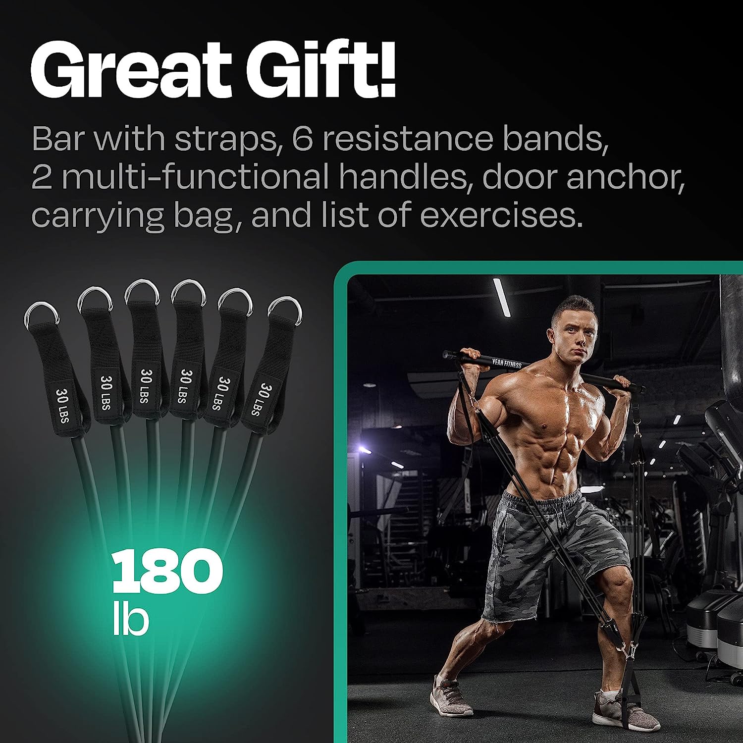 51240 - ilates Bar Kit - Portable Home Gym Workout Equipment with Resistance Bands USA