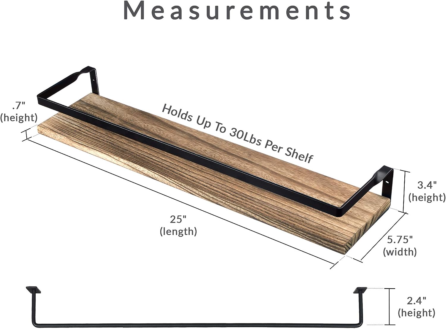 52329 - Peter's Goods Floating Shelves with Rail USA