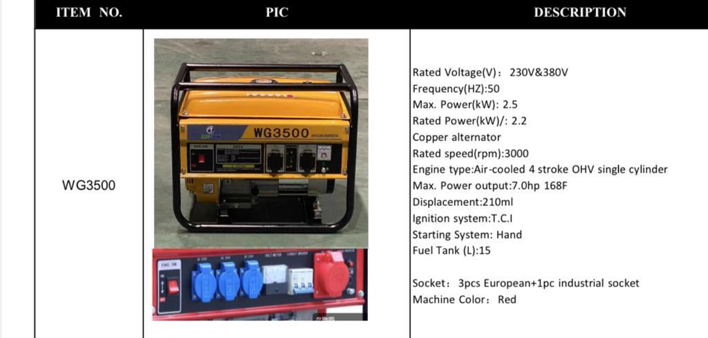 52610 - Generators (WG 3500 and BS 3500H) Europe