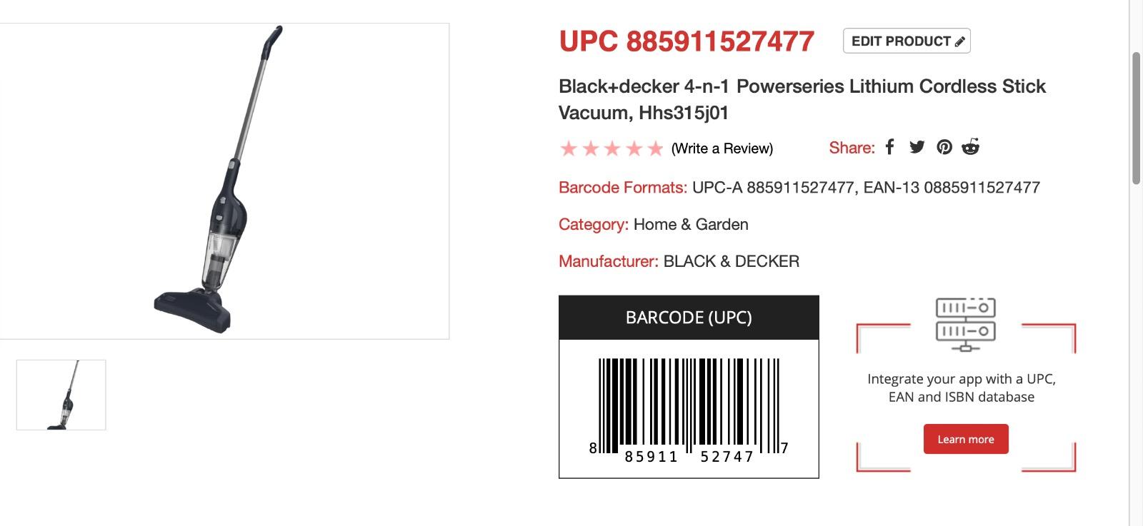 BLACK+DECKER 4-N-1 POWERSERIES LITHIUM CORDLESS STICK VACUUM, HHS315J01 